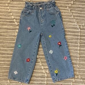 Zara Kids Blue Jeans with Floral Embroidery Girls size 5 110cm Never Worn
